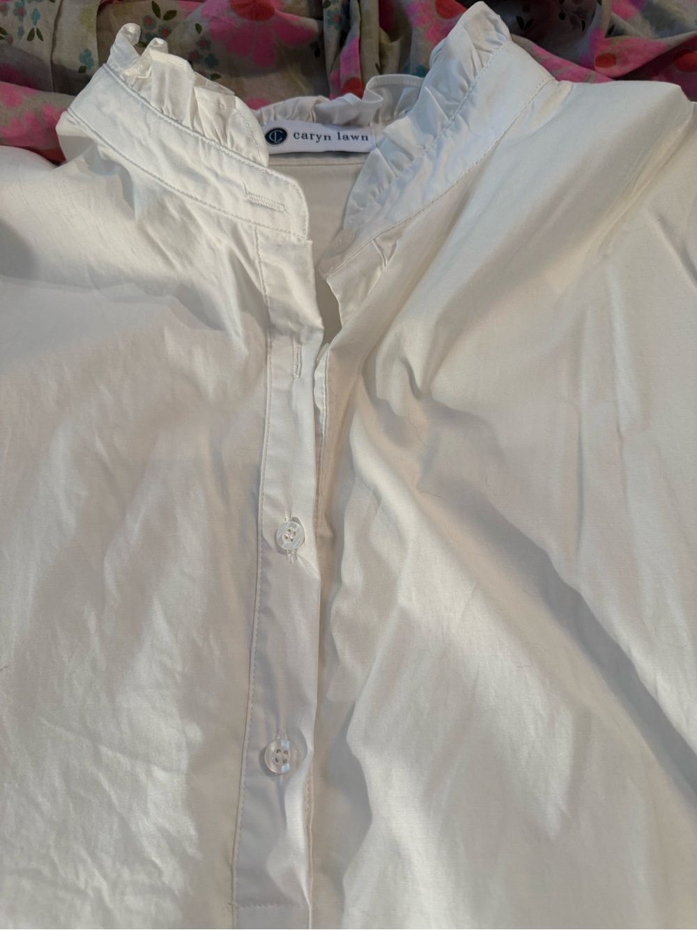 White Ruffle-Collar Long Sleeve Shirt Dress - Picture 9 of 10